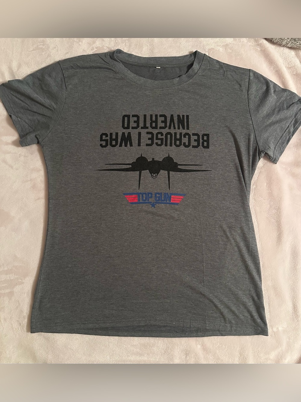 Top Gun Grey Graphic Short Sleeve Tee - Because I Was Inverted